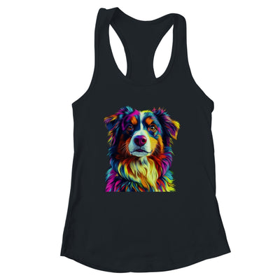 Australian Shepherd Dog Colorful Face Dog Lover Men Women Shirt & Tank Top | siriusteestore