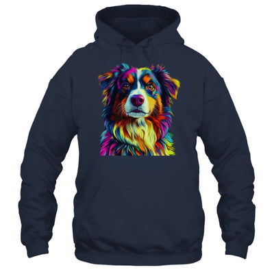 Australian Shepherd Dog Colorful Face Dog Lover Men Women Shirt & Tank Top | siriusteestore