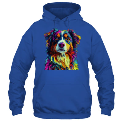 Australian Shepherd Dog Colorful Face Dog Lover Men Women Shirt & Tank Top | siriusteestore