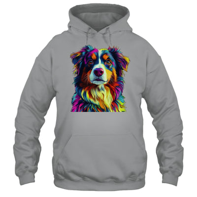 Australian Shepherd Dog Colorful Face Dog Lover Men Women Shirt & Tank Top | siriusteestore