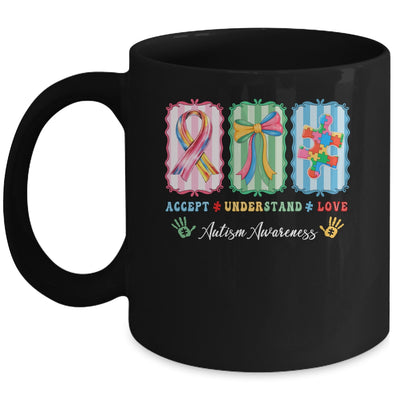 Autism Accept Understand Love Autism Mom Checker Bow Women Mug | siriusteestore