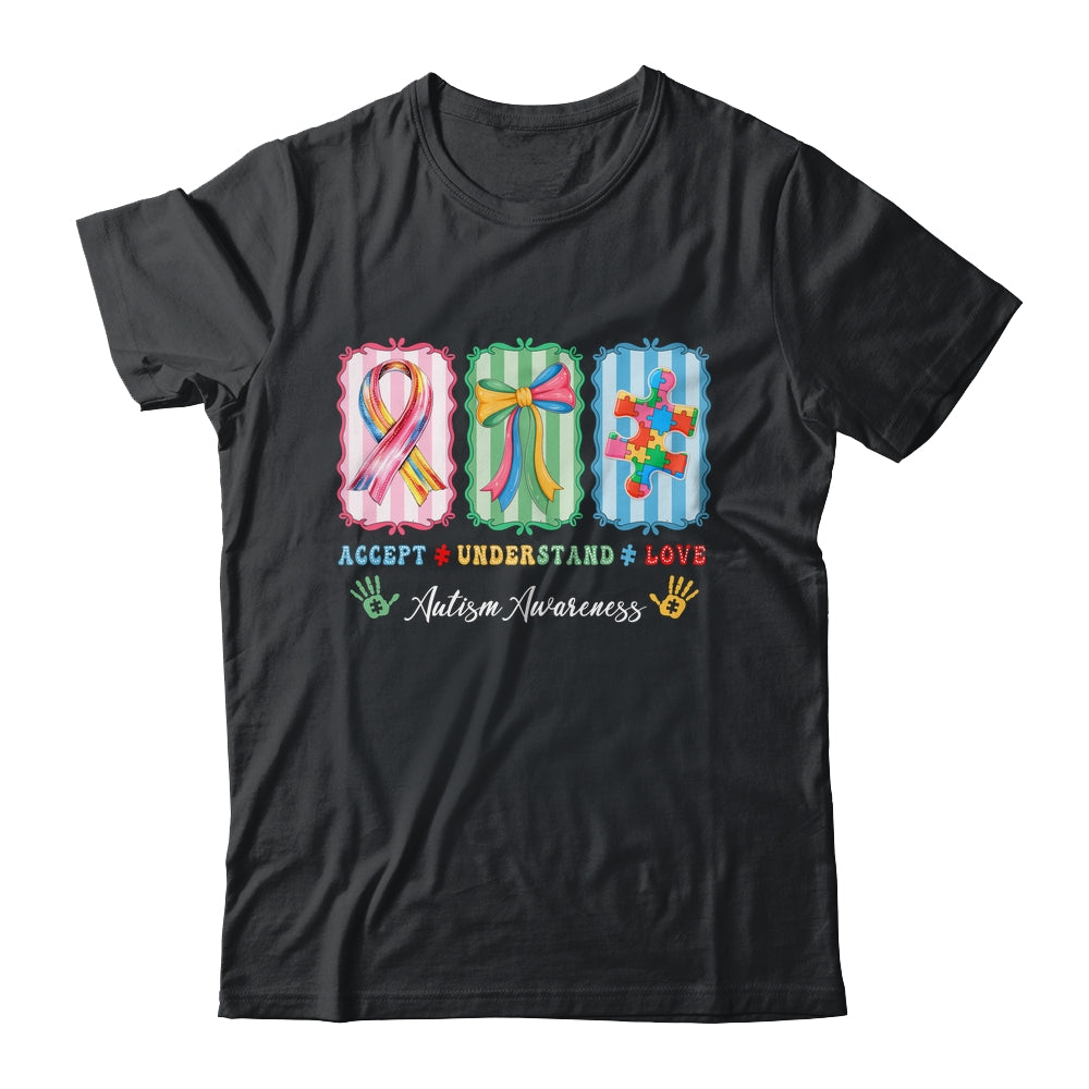 Autism Accept Understand Love Autism Mom Checker Bow Women Shirt & Hoodie | siriusteestore