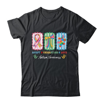 Autism Accept Understand Love Autism Mom Checker Bow Women Shirt & Hoodie | siriusteestore