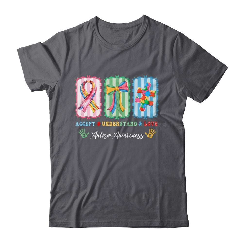 Autism Accept Understand Love Autism Mom Checker Bow Women Shirt & Hoodie | siriusteestore