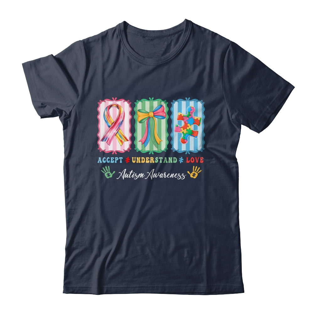 Autism Accept Understand Love Autism Mom Checker Bow Women Shirt & Hoodie | siriusteestore