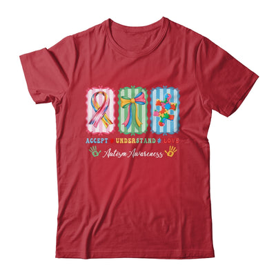 Autism Accept Understand Love Autism Mom Checker Bow Women Shirt & Hoodie | siriusteestore