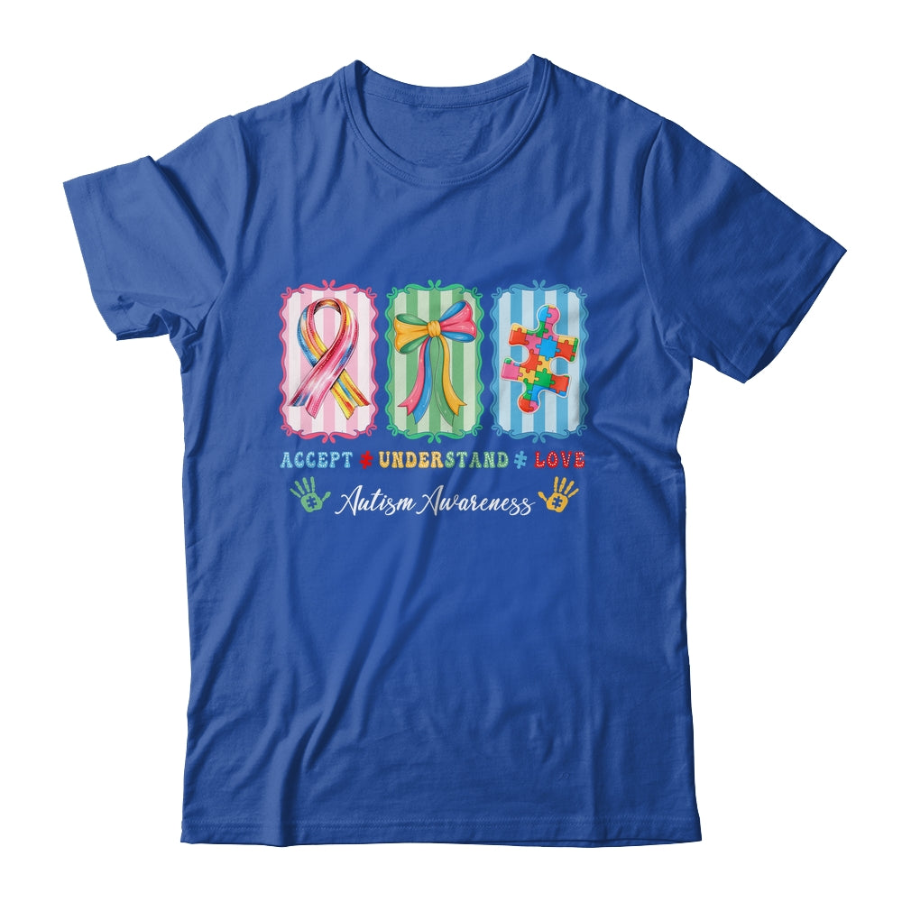 Autism Accept Understand Love Autism Mom Checker Bow Women Shirt & Hoodie | siriusteestore