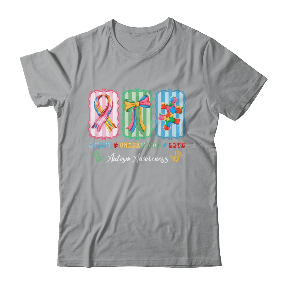 Autism Accept Understand Love Autism Mom Checker Bow Women Shirt & Hoodie | siriusteestore
