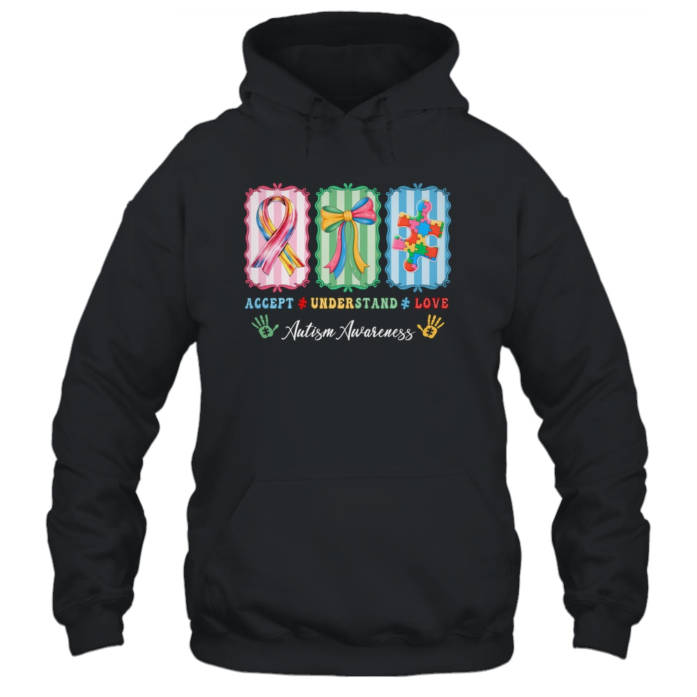 Autism Accept Understand Love Autism Mom Checker Bow Women Shirt & Hoodie | siriusteestore