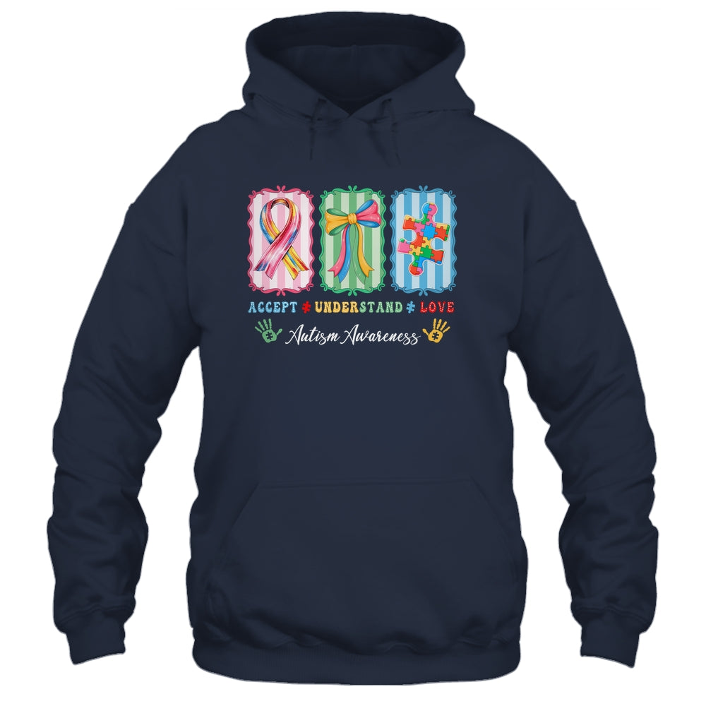 Autism Accept Understand Love Autism Mom Checker Bow Women Shirt & Hoodie | siriusteestore