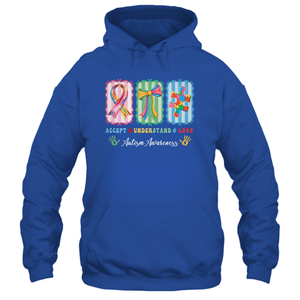 Autism Accept Understand Love Autism Mom Checker Bow Women Shirt & Hoodie | siriusteestore