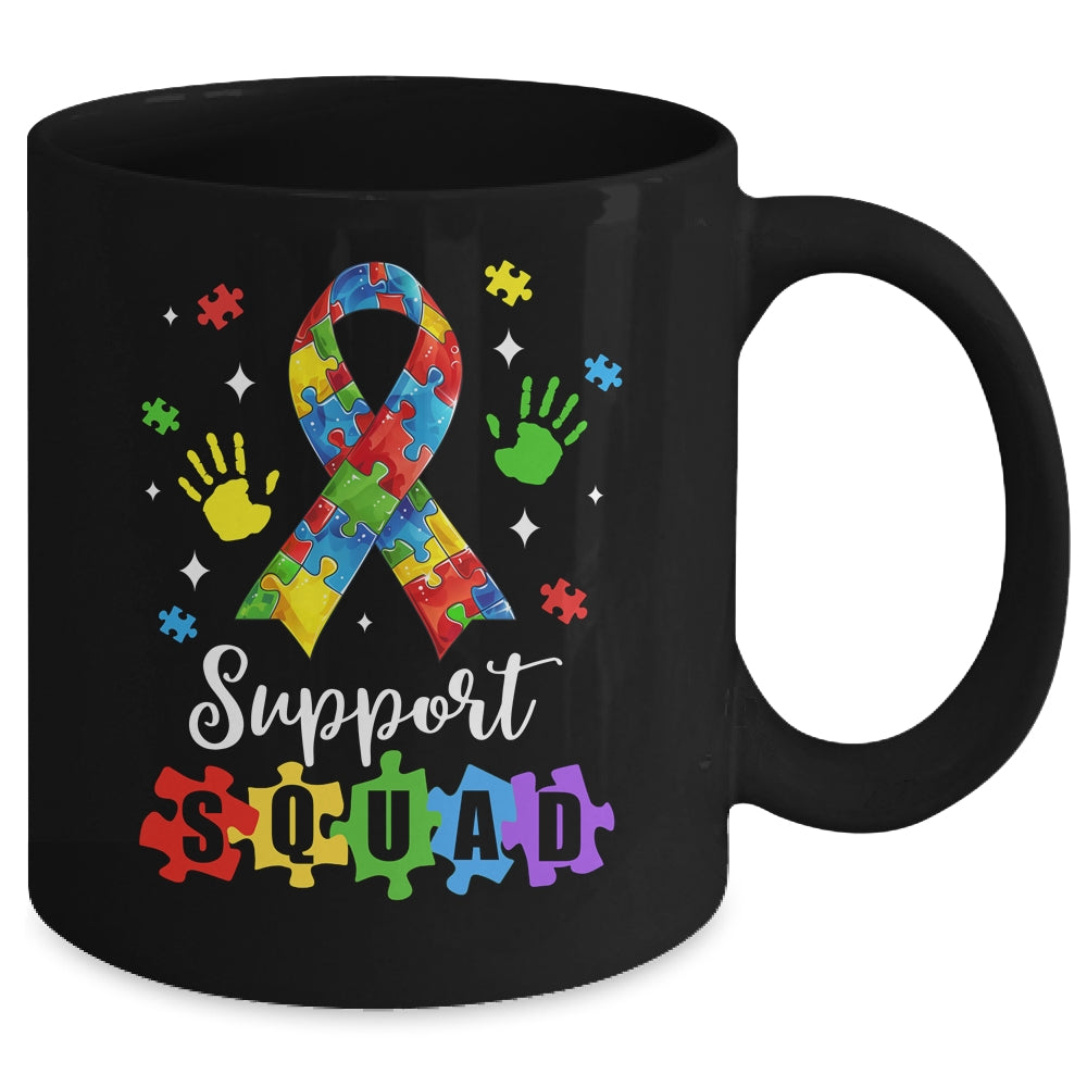 Autism Awareness Month Ribbon Support Squad Womens Kids Mug | siriusteestore