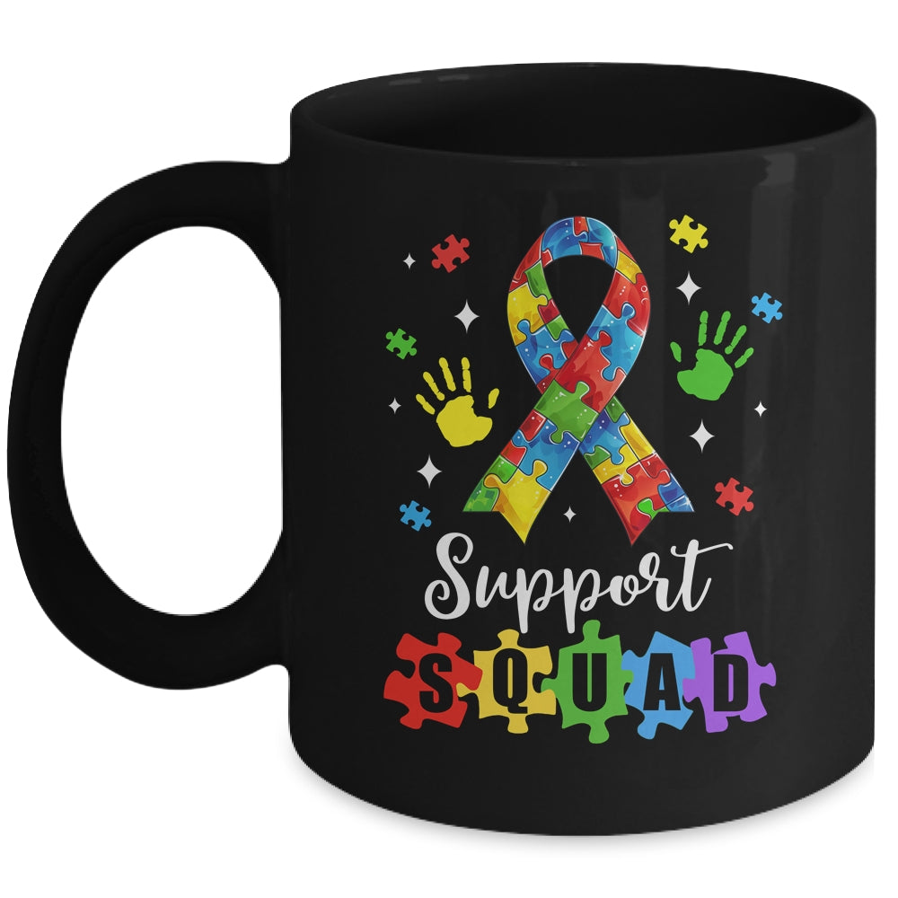 Autism Awareness Month Ribbon Support Squad Womens Kids Mug | siriusteestore