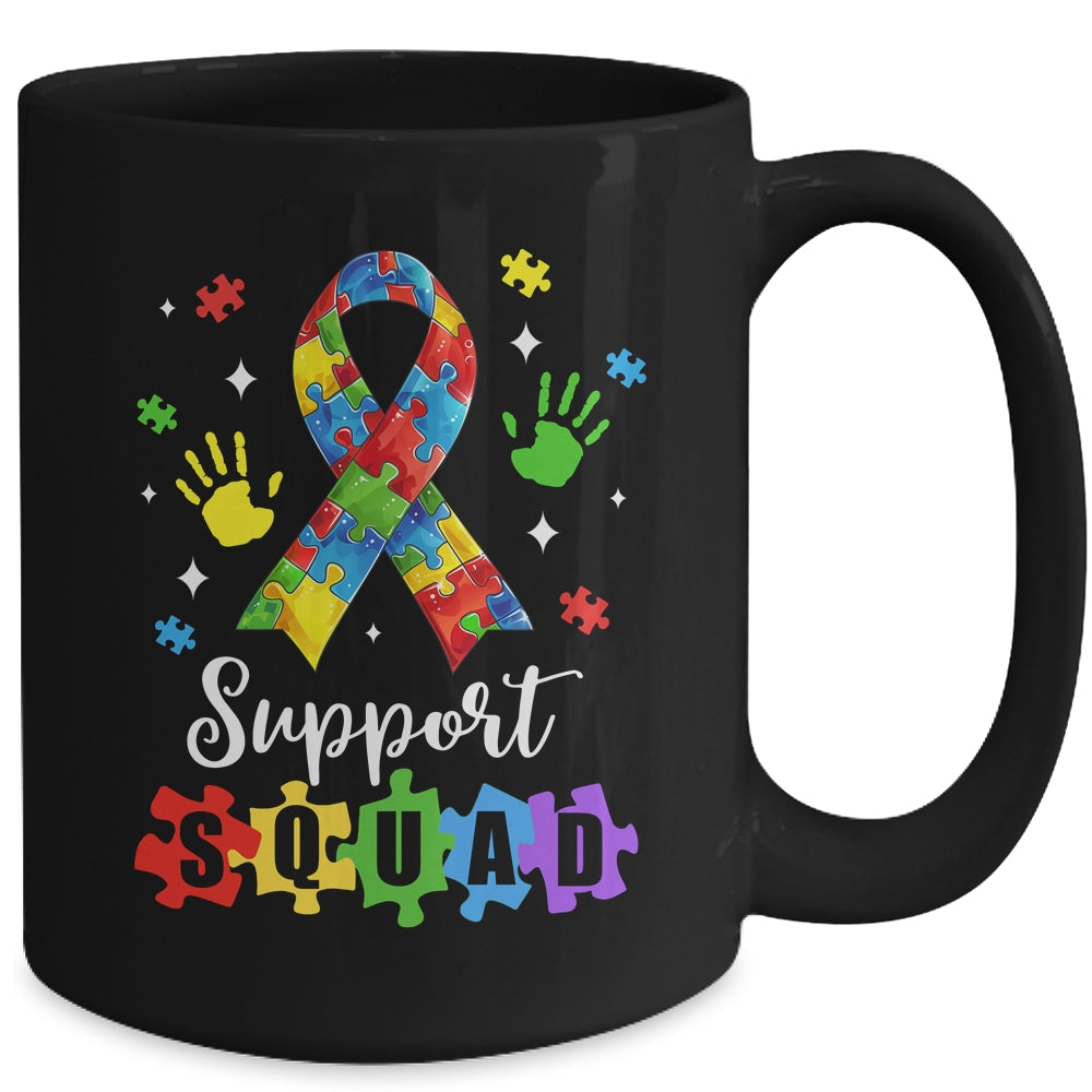 Autism Awareness Month Ribbon Support Squad Womens Kids Mug | siriusteestore