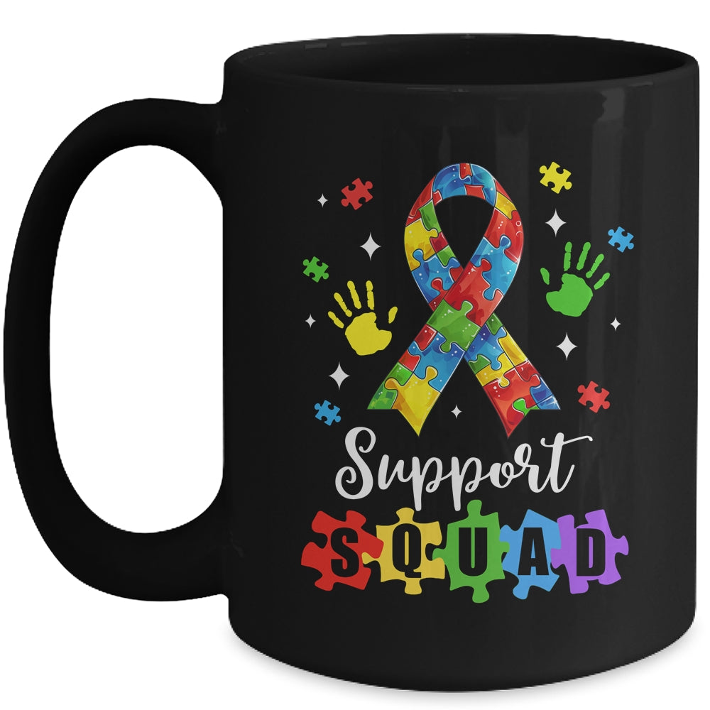 Autism Awareness Month Ribbon Support Squad Womens Kids Mug | siriusteestore
