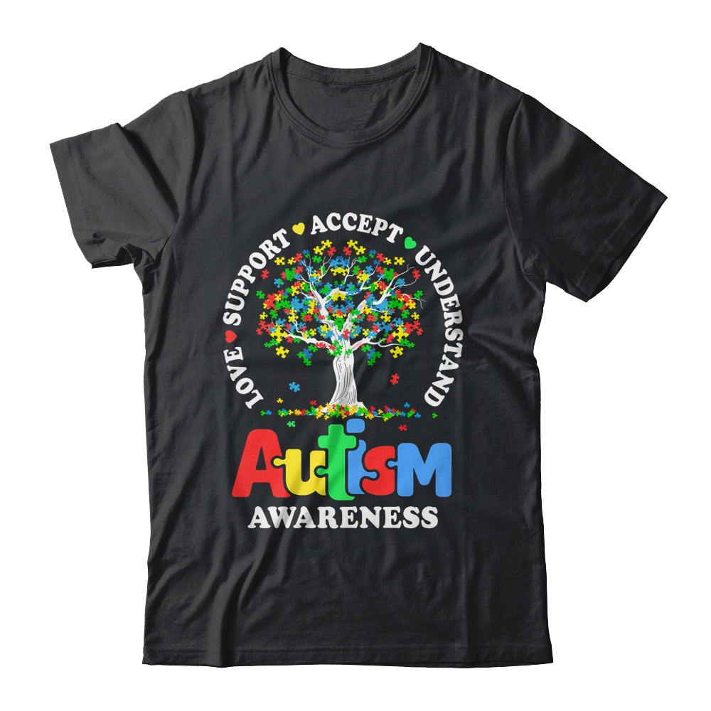 Autism Awareness Month Tree Love Support Accept Understand Shirt & Tank Top | siriusteestore