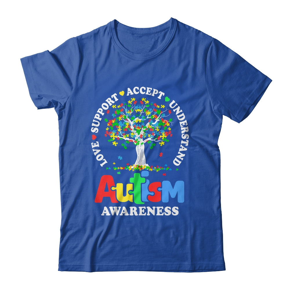 Autism Awareness Month Tree Love Support Accept Understand Shirt & Tank Top | siriusteestore