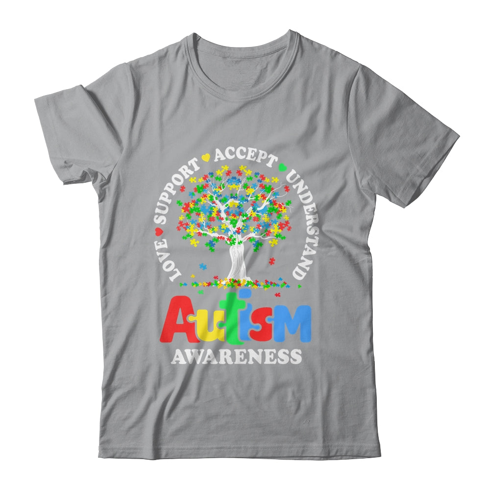 Autism Awareness Month Tree Love Support Accept Understand Shirt & Tank Top | siriusteestore