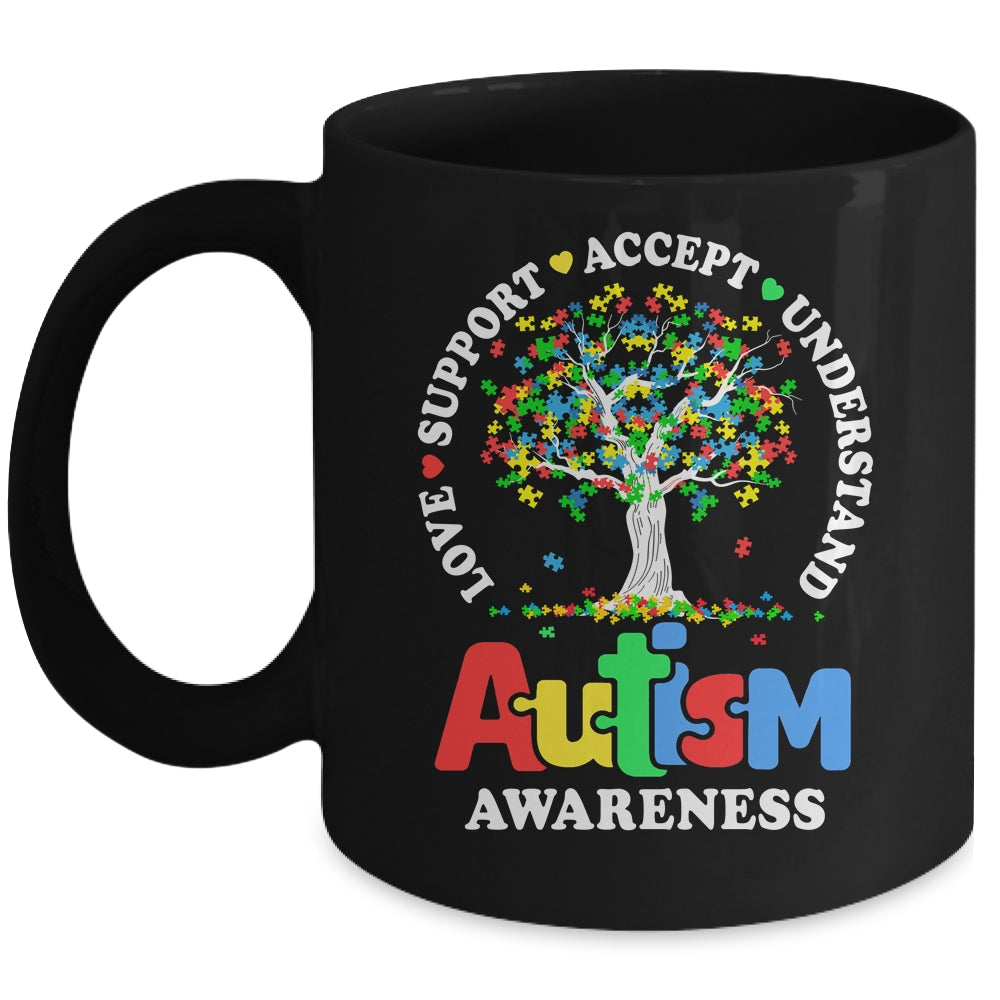 Autism Awareness Month Tree Love Support Accept Understand Mug | siriusteestore