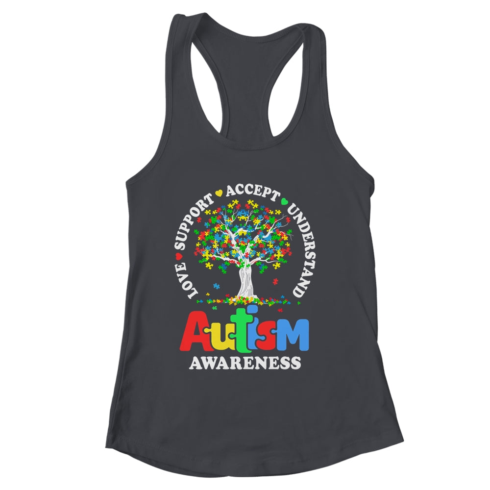 Autism Awareness Month Tree Love Support Accept Understand Shirt & Tank Top | siriusteestore