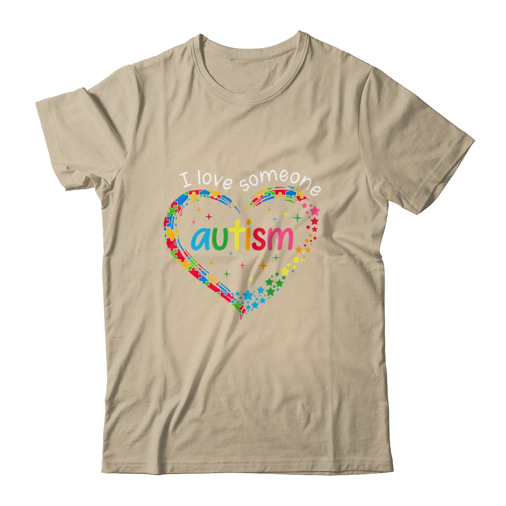 Autism Awareness Puzzle Heart I Love Someone With Autism Shirt & Tank Top | siriusteestore