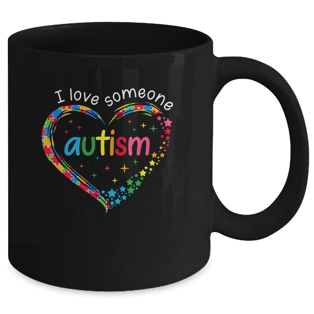 Autism Awareness Puzzle Heart I Love Someone With Autism Mug | siriusteestore