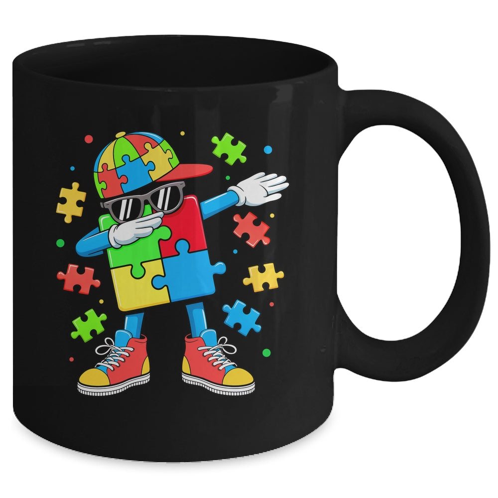 Autism Awareness Support Dabbing Puzzle Friends Family Son Mug | siriusteestore
