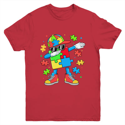 Autism Awareness Support Dabbing Puzzle Friends Family Son Youth Shirt | siriusteestore