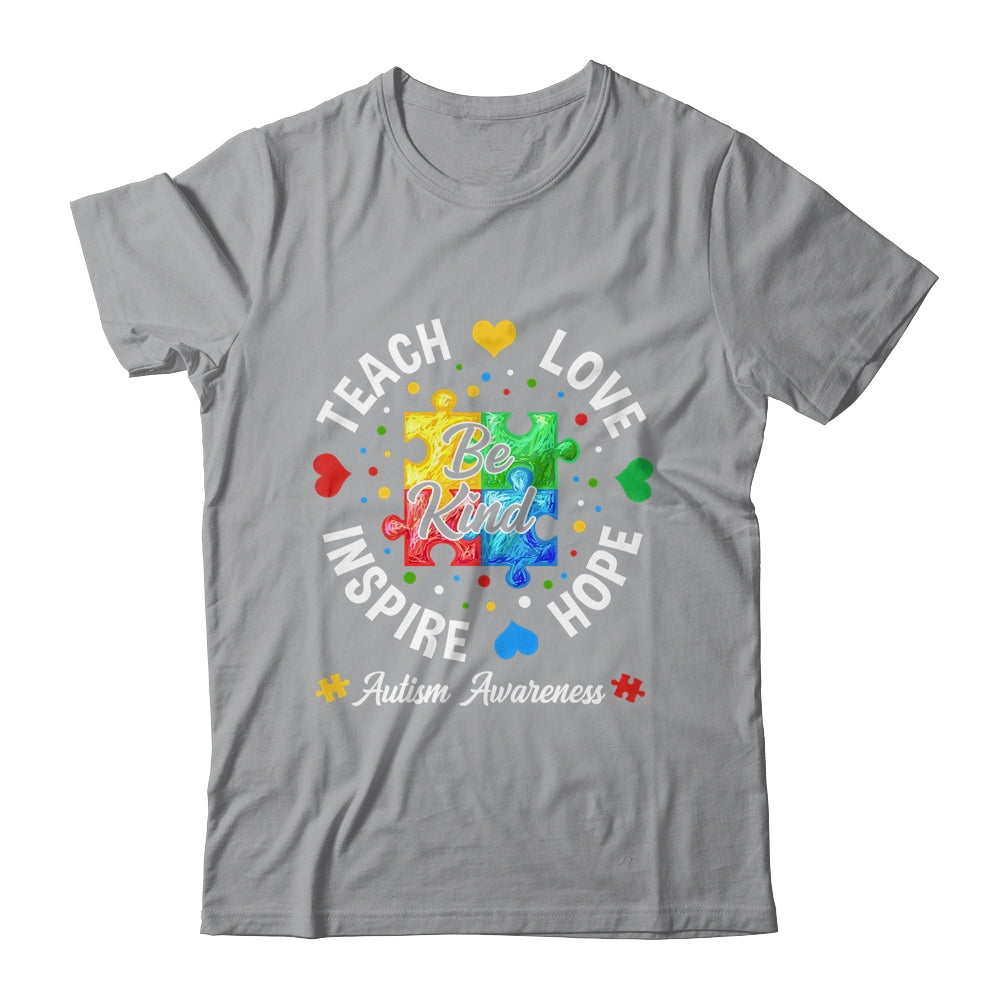 Autism Awareness Teacher Support Teach Hope Love Inspire Shirt & Hoodie | siriusteestore