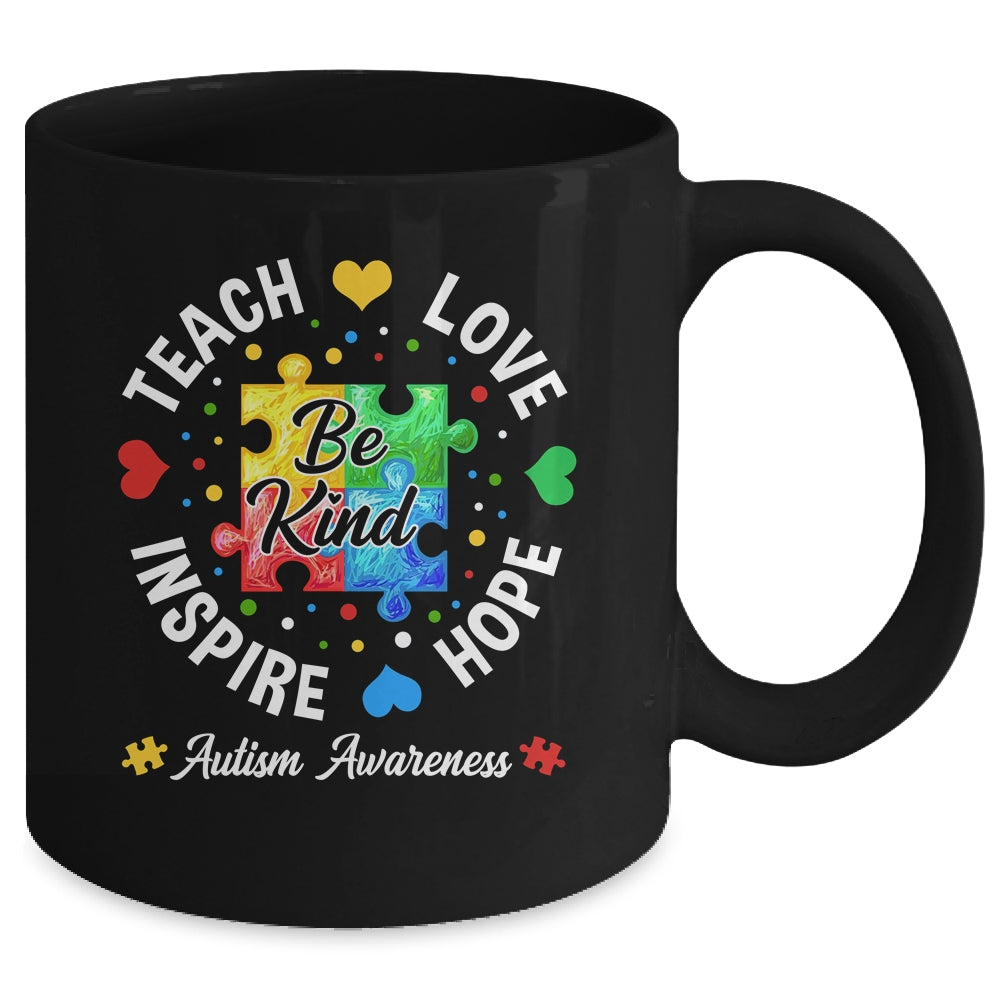 Autism Awareness Teacher Support Teach Hope Love Inspire Mug | siriusteestore