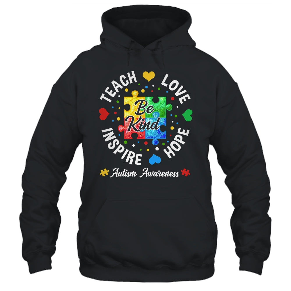 Autism Awareness Teacher Support Teach Hope Love Inspire Shirt & Hoodie | siriusteestore