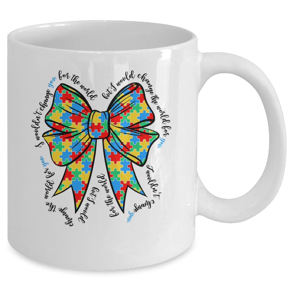 Autism Bow Autism Awareness Coquette Bow Puzzle Teacher Mug | siriusteestore