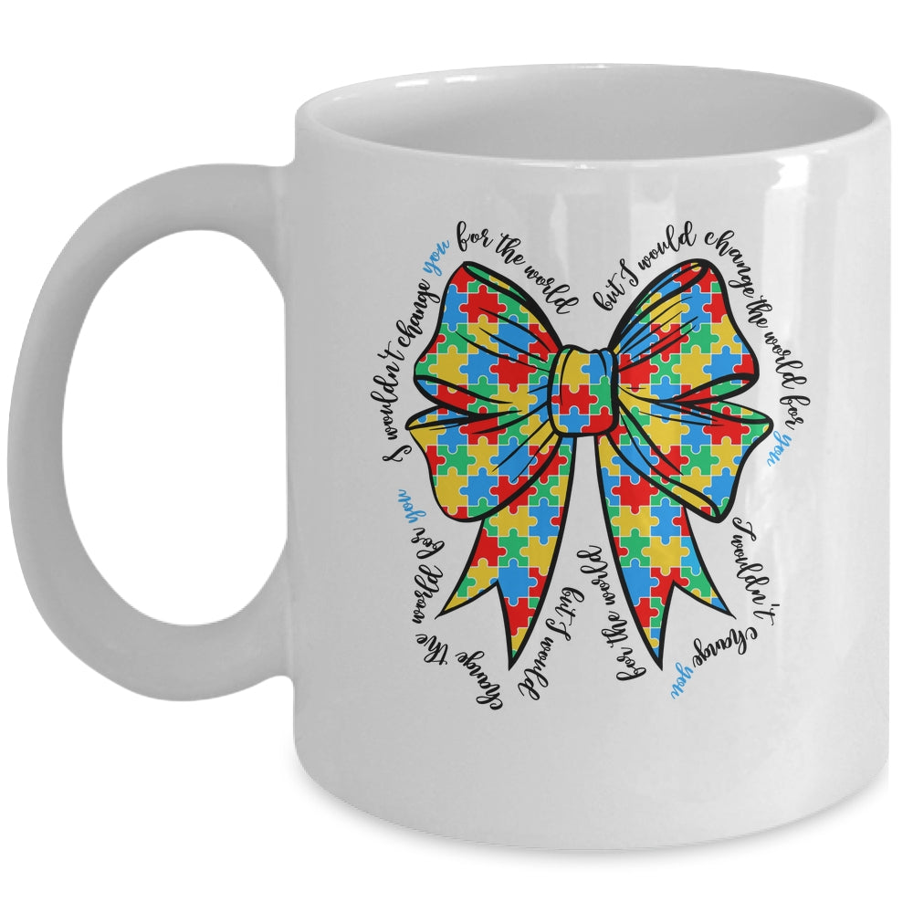 Autism Bow Autism Awareness Coquette Bow Puzzle Teacher Mug | siriusteestore