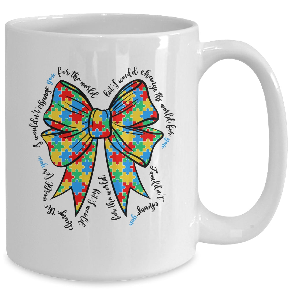 Autism Bow Autism Awareness Coquette Bow Puzzle Teacher Mug | siriusteestore