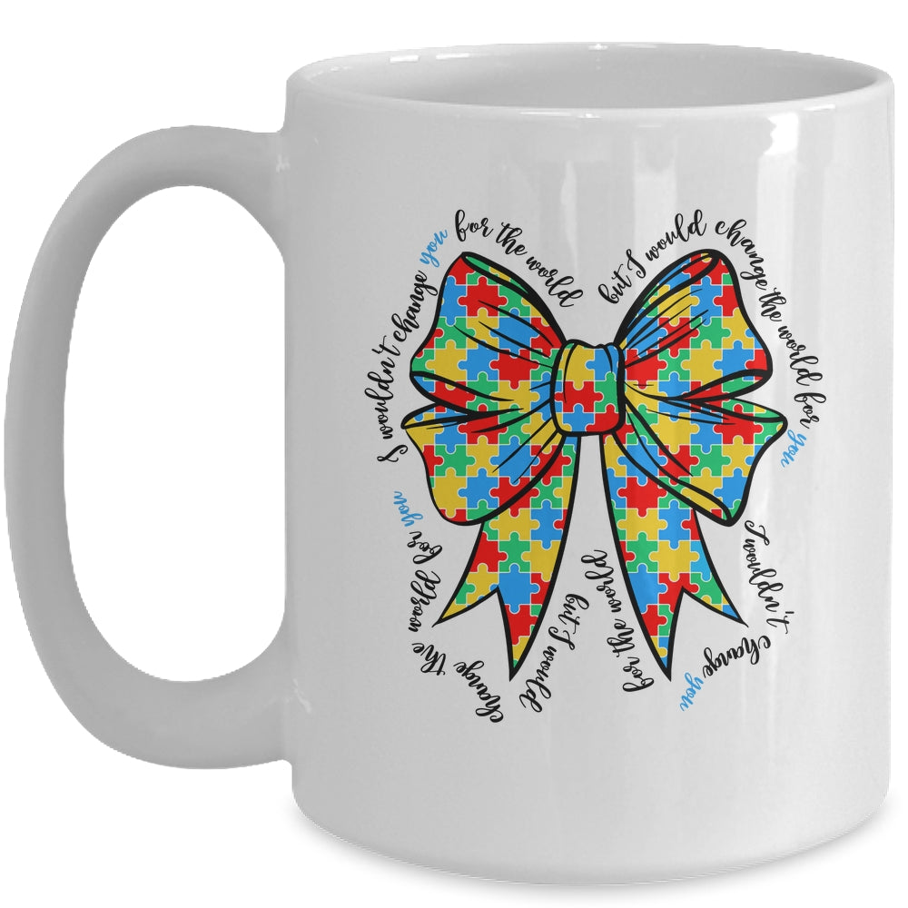 Autism Bow Autism Awareness Coquette Bow Puzzle Teacher Mug | siriusteestore