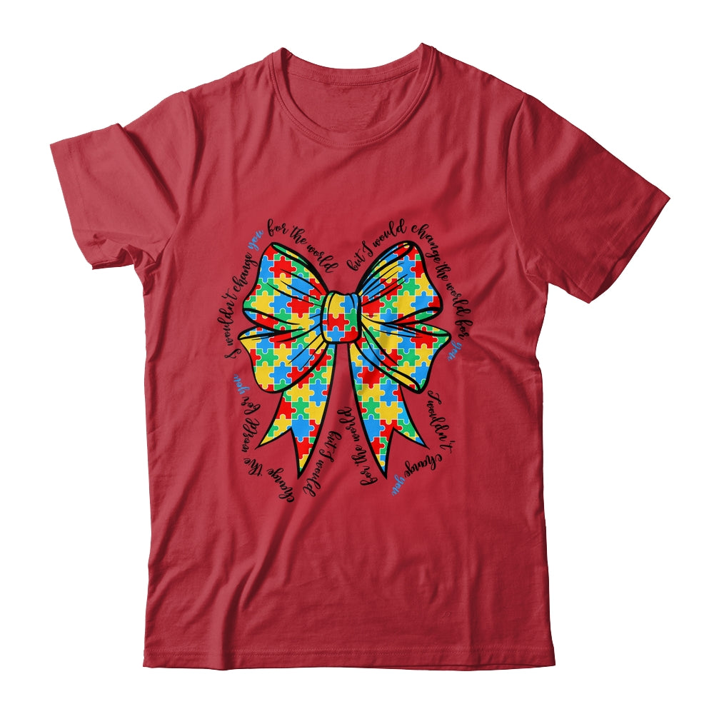Autism Bow Autism Awareness Coquette Bow Puzzle Teacher Shirt & Sweatshirt | siriusteestore
