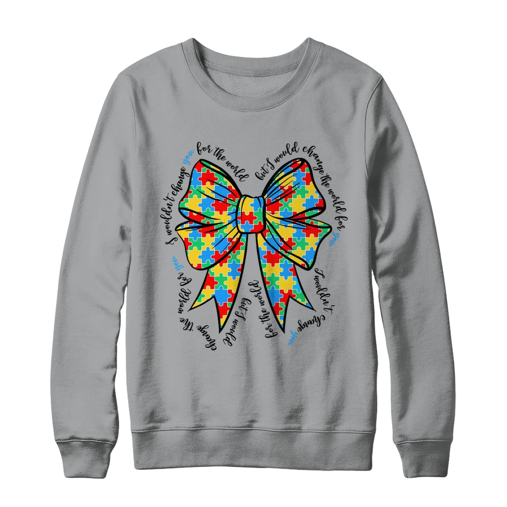 Autism Bow Autism Awareness Coquette Bow Puzzle Teacher Shirt & Sweatshirt | siriusteestore