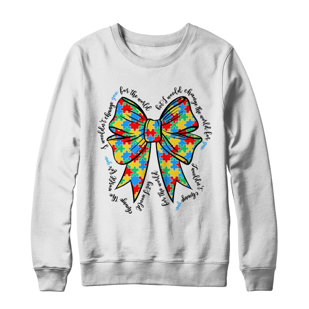 Autism Bow Autism Awareness Coquette Bow Puzzle Teacher Shirt & Sweatshirt | siriusteestore