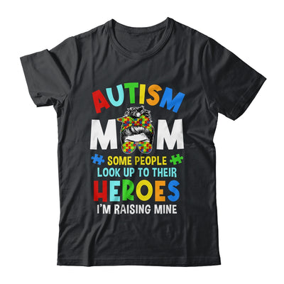 Autism Mom Raising Hero Groovy Messy Bun Autism Awareness Shirt & Tank Top | siriusteestore
