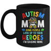 Autism Mom Raising Hero Groovy Messy Bun Autism Awareness Mug | siriusteestore