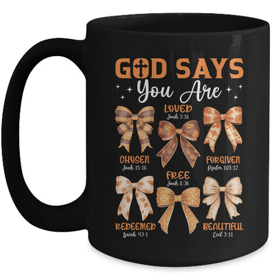 Autumn Christian Thanksgiving Coquette Bow God Says You Are Mug | siriusteestore