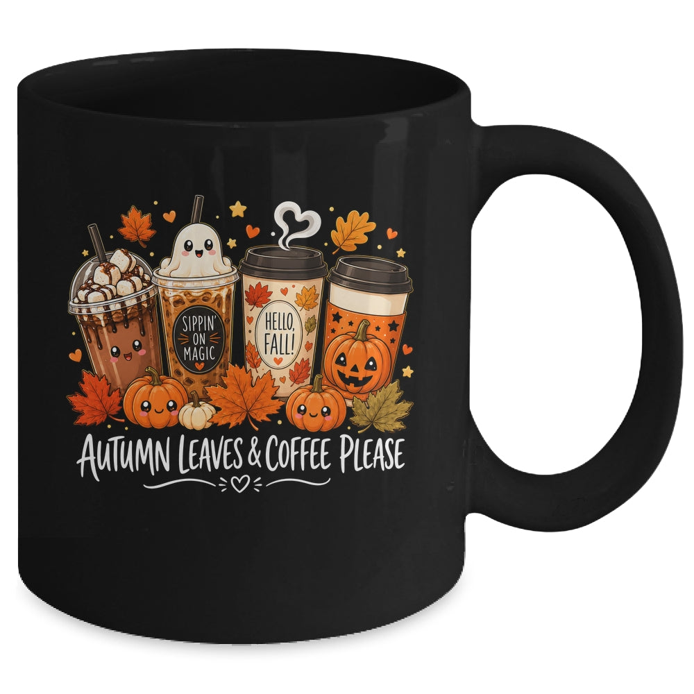 Autumn Leaves Coffee Please Hello Fall Ghost Pumpkin Spice Mug | siriusteestore