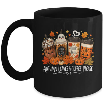 Autumn Leaves Coffee Please Hello Fall Ghost Pumpkin Spice Mug | siriusteestore
