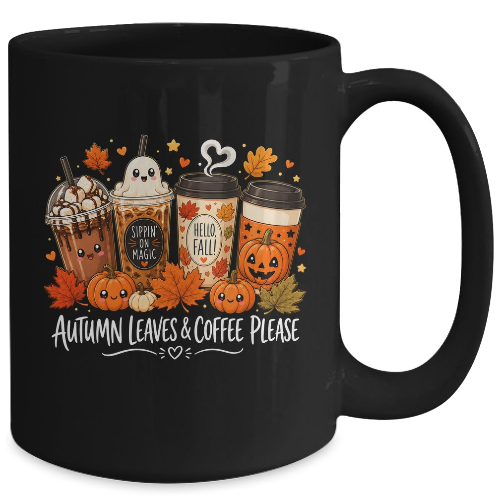 Autumn Leaves Coffee Please Hello Fall Ghost Pumpkin Spice Mug | siriusteestore
