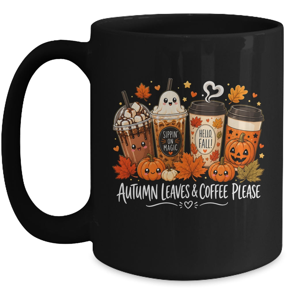 Autumn Leaves Coffee Please Hello Fall Ghost Pumpkin Spice Mug | siriusteestore