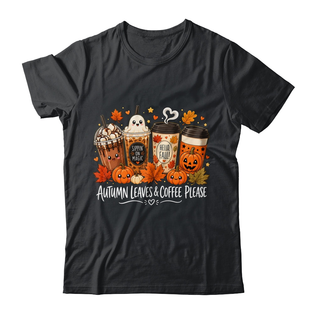 Autumn Leaves Coffee Please Hello Fall Ghost Pumpkin Spice Shirt & Sweatshirt | siriusteestore