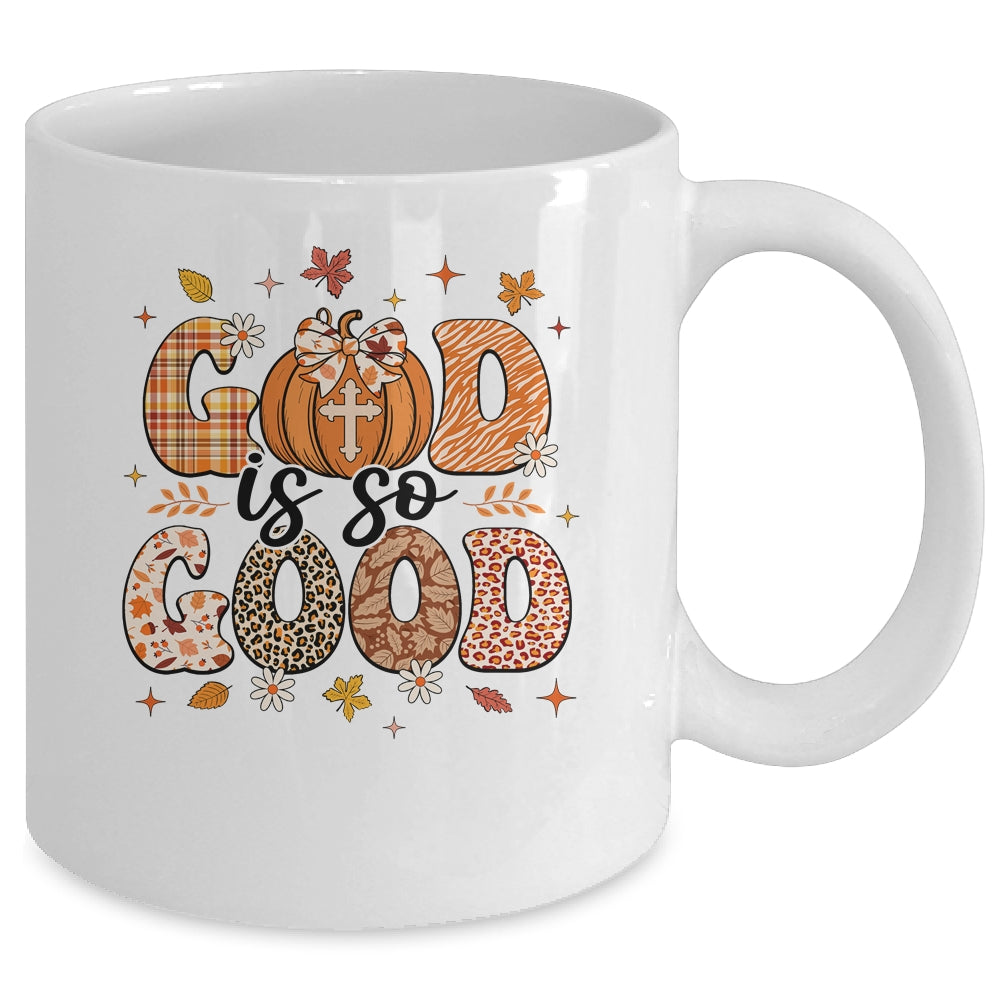 Autumn Pumpkin Christian Thanksgiving Faith God Is So Good Mug | siriusteestore