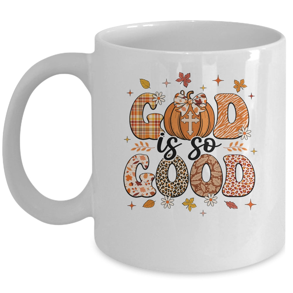 Autumn Pumpkin Christian Thanksgiving Faith God Is So Good Mug | siriusteestore