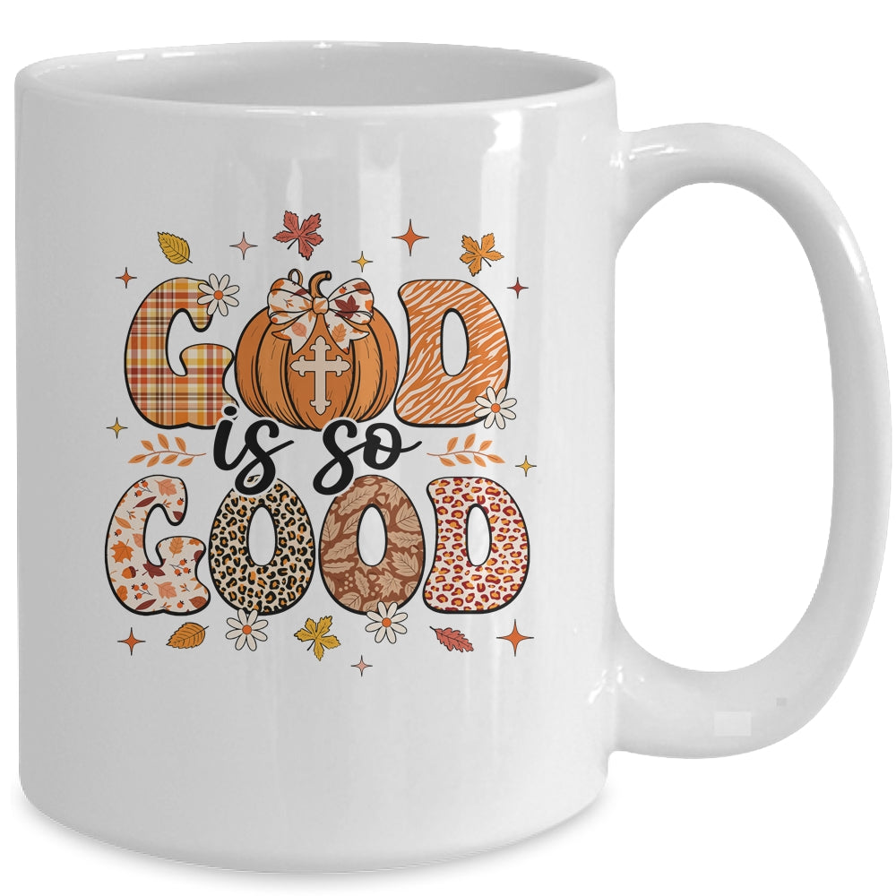 Autumn Pumpkin Christian Thanksgiving Faith God Is So Good Mug | siriusteestore