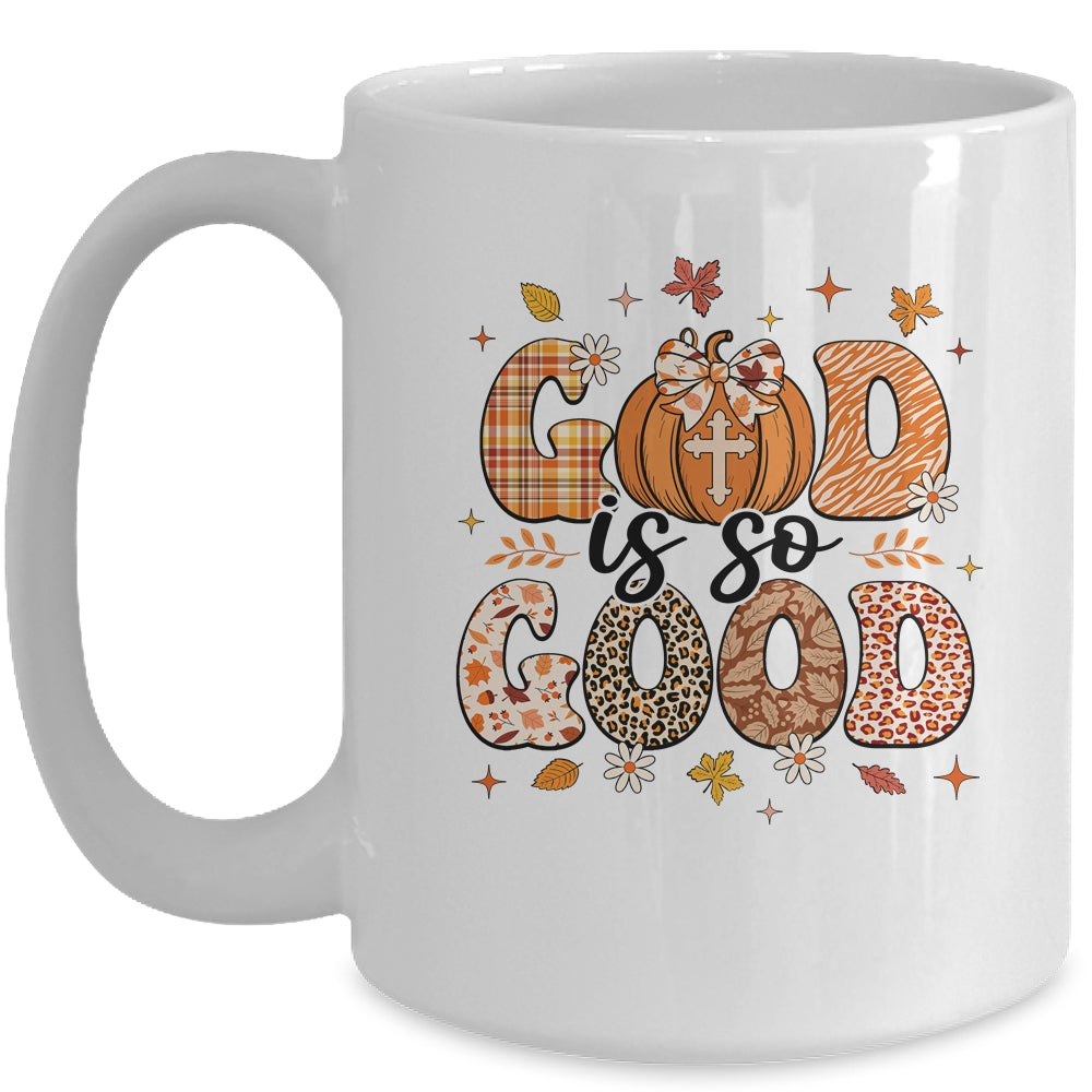Autumn Pumpkin Christian Thanksgiving Faith God Is So Good Mug | siriusteestore